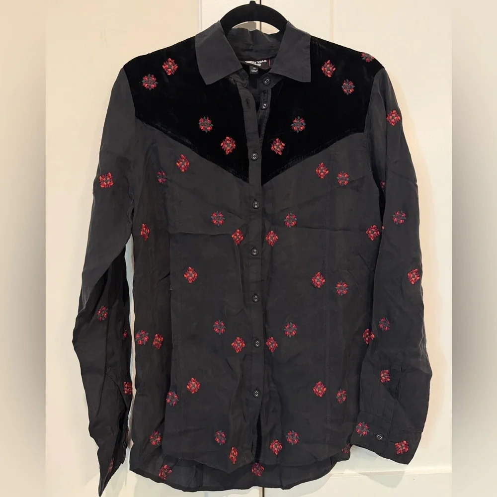 Johnny Was Maxine Western Steam Shirt Sz XS MSRP: $318 Bohemian Coastal Cowgirl